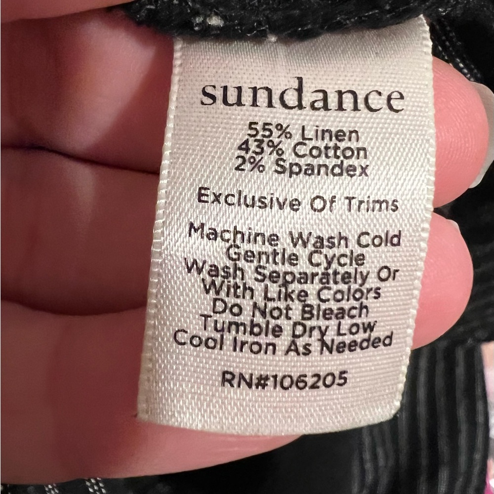 Sundance Amelia Linen Blend Pinstripe Black Trouser Paper Bag Pants Sz 14 Petite - Picture 16 of 16